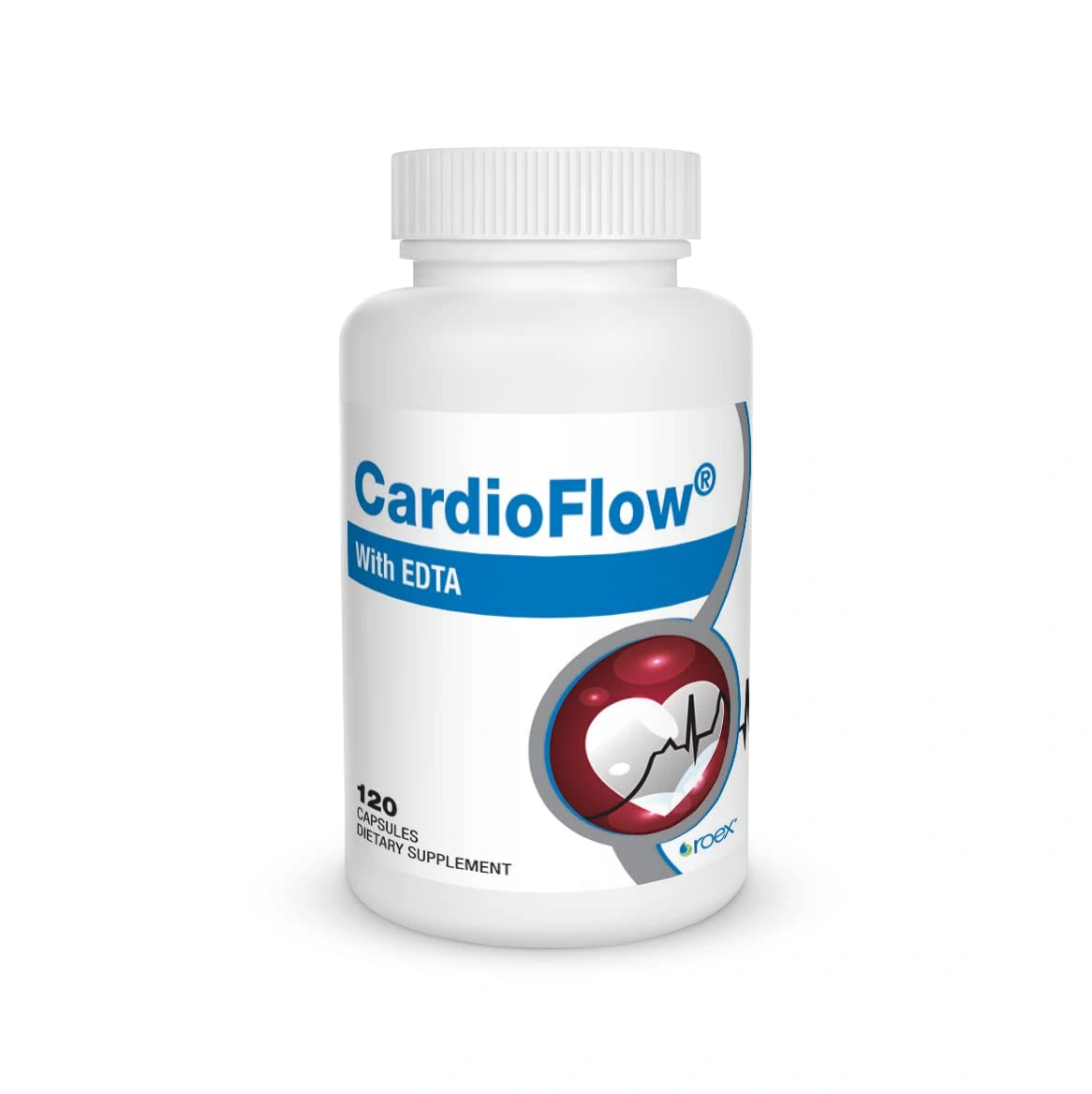 A single bottle of Cardio Flow with EDTA cardiovascular support capsules